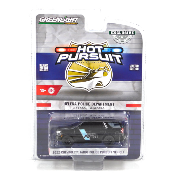 Hobby Exclusive Hot Pursuit 30416 2022 Chevrolet Tahoe Helena PD Helena, Alabama 1:64 Diecast