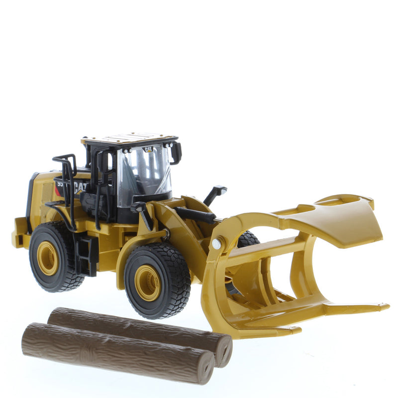 Caterpillar 950M Wheel Loader W/ Log Fork & Bucket 1:64 Scale Diecast 85635