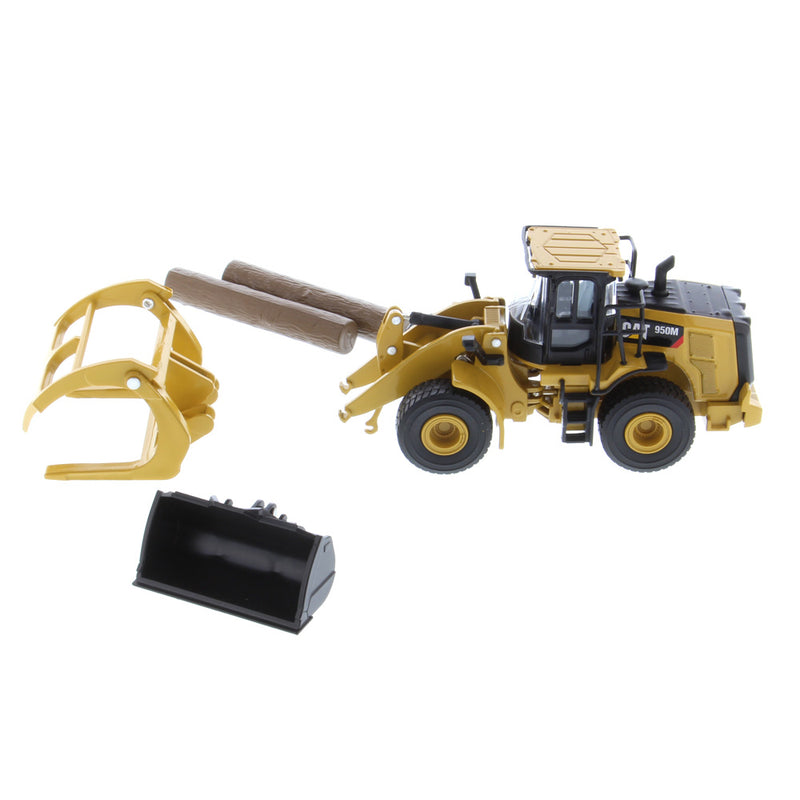 Caterpillar 950M Wheel Loader W/ Log Fork & Bucket 1:64 Scale Diecast 85635