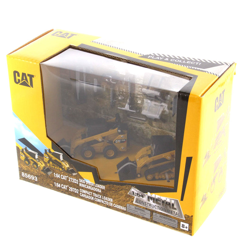 Caterpillar 272D2 Skid Steer Loader & 297D2 Compact Track 1:64 Scale Diecast 85693