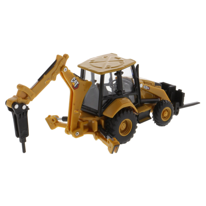 Caterpillar 420 XE Backhoe Loader with Worktools 1:64 Scale Diecast 85765
