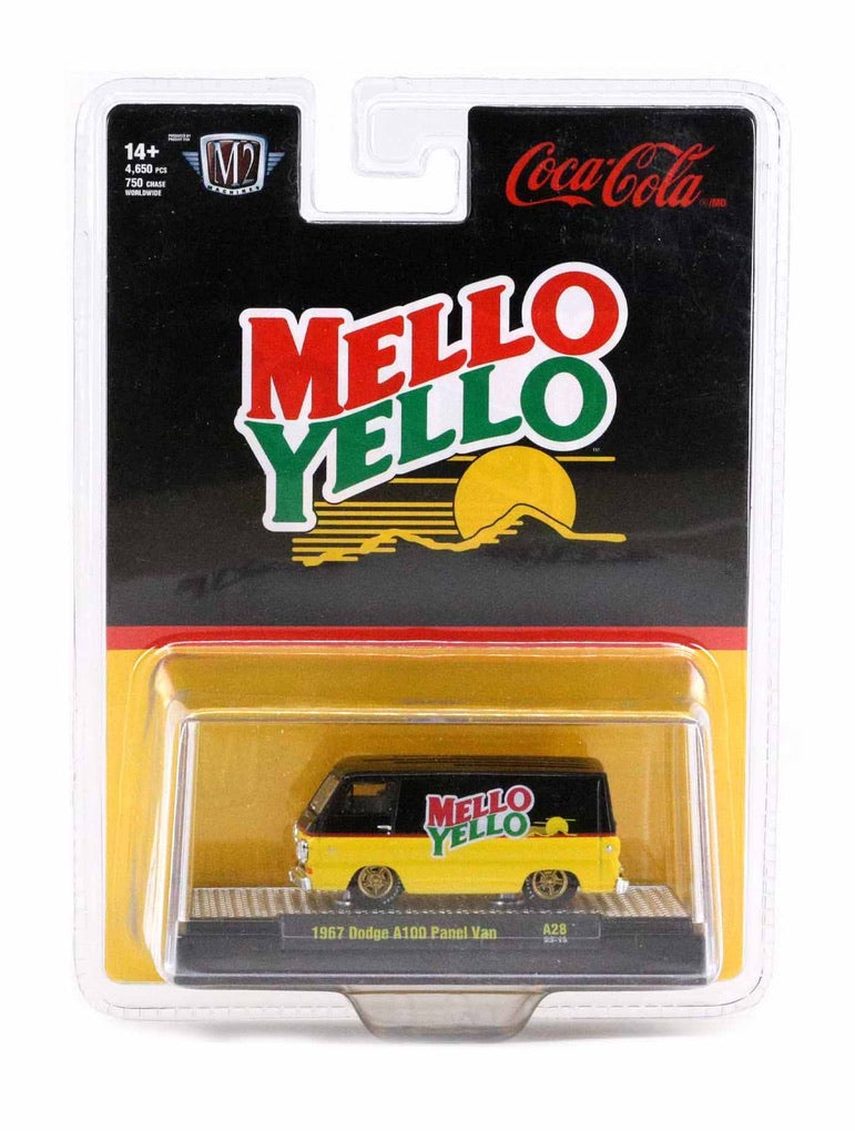 1967 Dodge A100 Panel Van Mello Yellow M2 Machines 1:64 Scale Coca-Cola A28