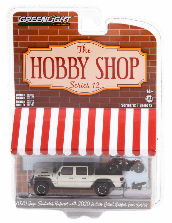 Hobby Shop 97120F 2020 Jeep Gladiator Rubicon with 2020 Indian Scout 1:64 Diecast