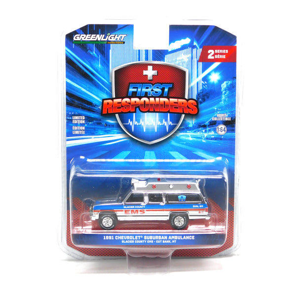 Chrome Chase Responders 67060B 1991 Chevrolet Suburban Ambulance Glacier County 1:64 Diecast