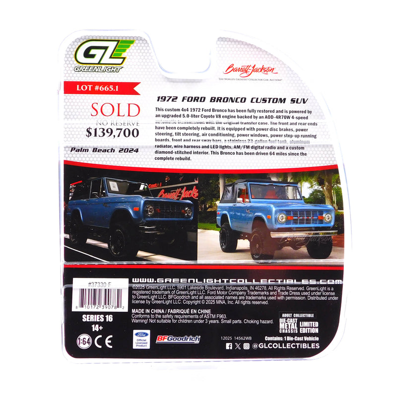 1972 Ford Bronco Custom 1:64 Diecast Barrett-Jackson Series 14