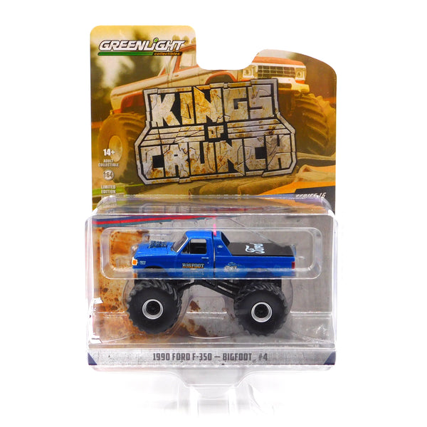 Damaged 1990 Ford F-350 Bigfoot #4 1:64 Diecast Kings of Crunch Series 16
