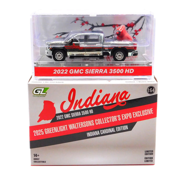 Chrome Machine 2022 GMC Sierra 3500 HD Walterson Expo Greenlight Premium 1:64 Diecast