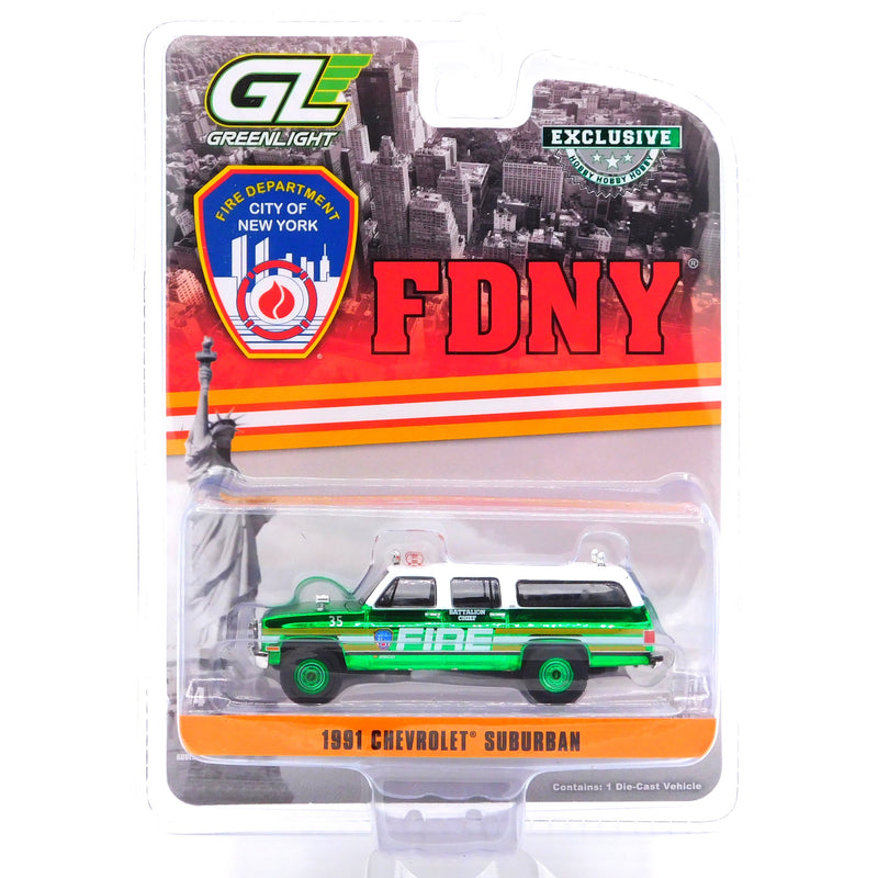 Green Machine 1991 Chevrolet Suburban FDNY Battalion Chief 1:64 Diecast