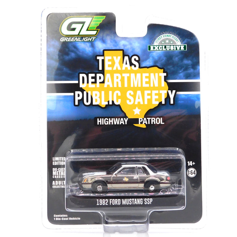 Chrome Chase 1982 Ford Mustang SSP Texas Public Safety 1:64 Diecast