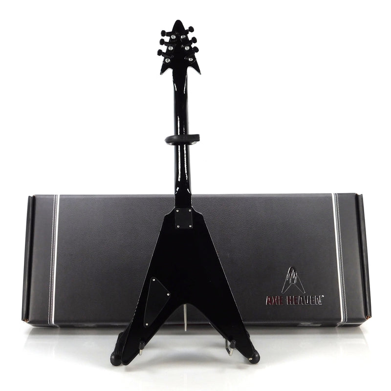 Axe Heaven Flying V Black and Green Flames  Miniature Guitar Replica