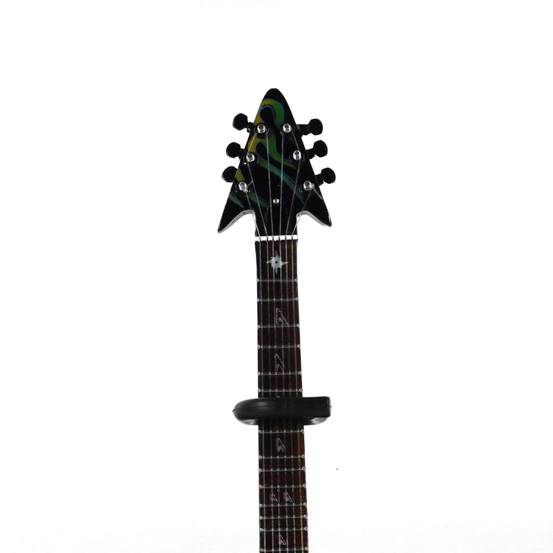 Axe Heaven Flying V Black and Green Flames  Miniature Guitar Replica