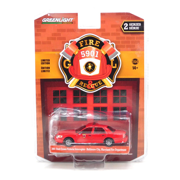 *Damaged Packaging* 2001 Ford Crown Victoria Baltimore City Fire 1:64 Diecast Fire & Rescue