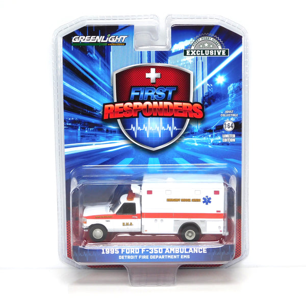 Hobby Exclusive 67068 1995 Ford F-350 Ambulance Detroit Fire EMS 1:64 Diecast