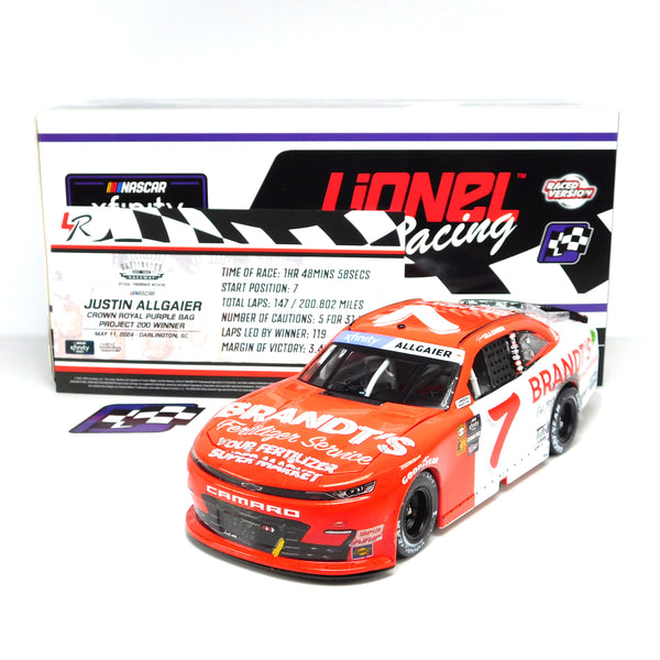 Justin Allgaier 2024 Brandt Throwback Darlington Win 1:24 Nascar Diecast