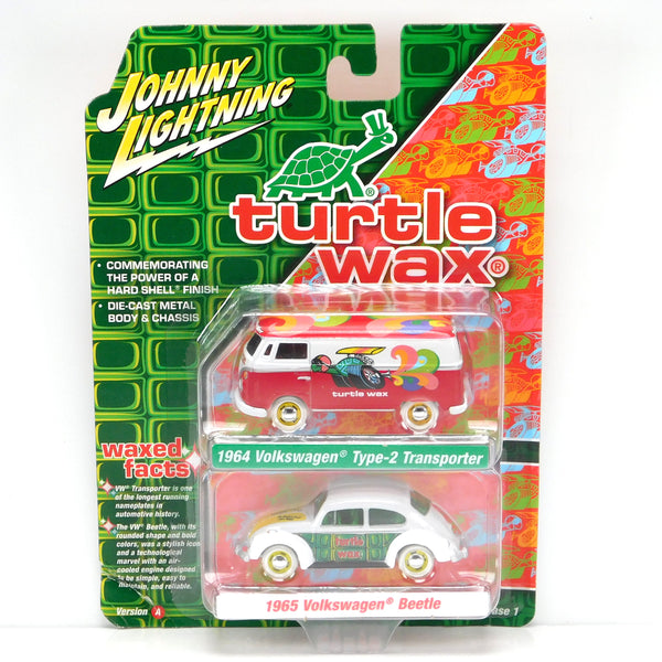 *Read* Chase 1964 Volkswagen Type 2 & 1965 Beetle Turtle Wax Red/Green Johnny Lightning Twin Pack 1:64 Scale 2024 Release 1