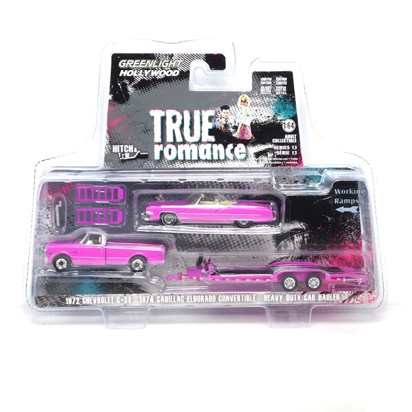 1974 Cadillac Eldorado & 1972 Chevrolet C30 True Romance 1:64 Diecast Hollywood Hitch & Tow