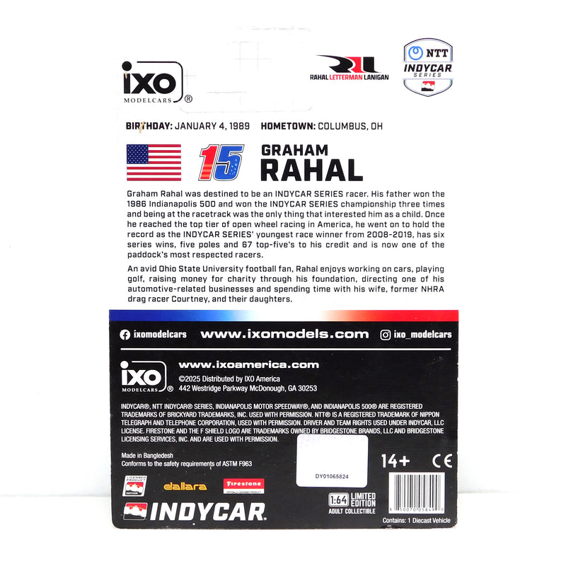 2025 Graham Rahal Rahal Letterman Lanigan Racing Mobil 1 Indycar 1:64 Diecast