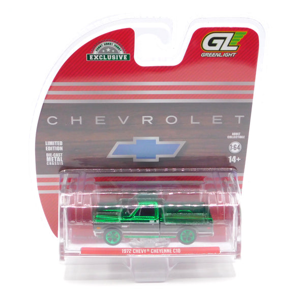 Green Machine 1972 Chevy Cheyenne C10 Short Bed Red 1:64 Diecast Hobby Exclusive