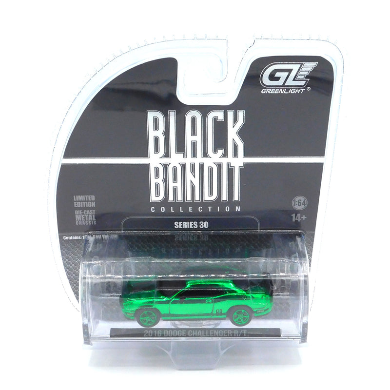 Green Machine 2016 Dodge Challenger R/T 1:64 Diecast Black Bandit Series 30