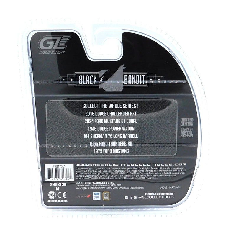 Green Machine 2016 Dodge Challenger R/T 1:64 Diecast Black Bandit Series 30