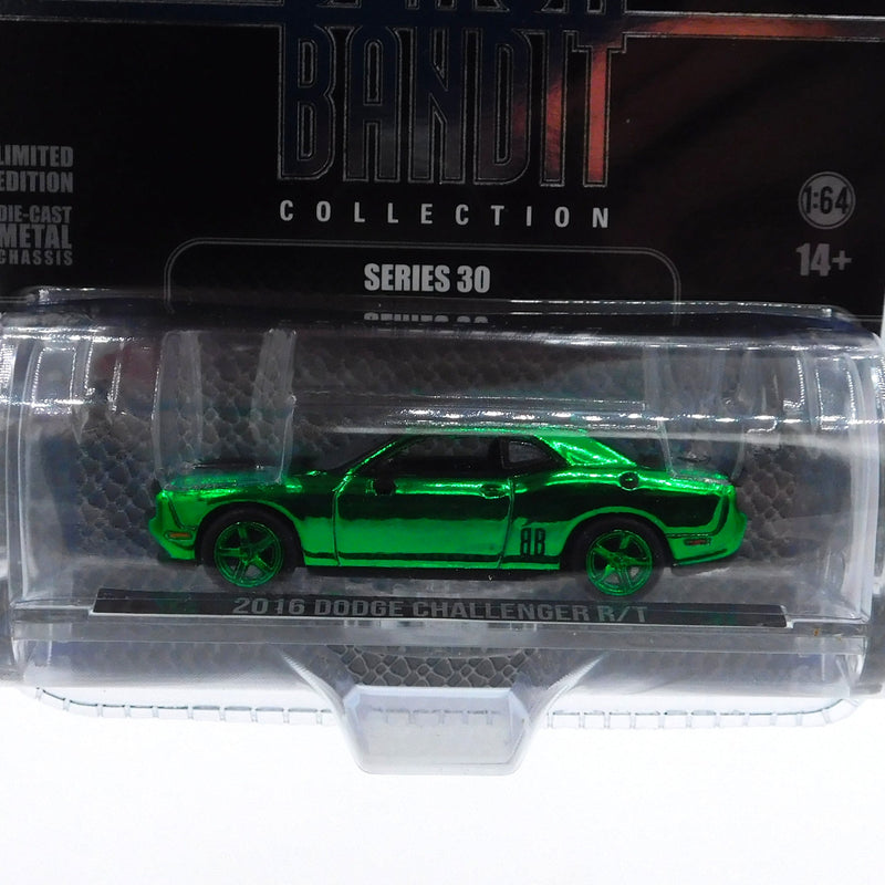 Green Machine 2016 Dodge Challenger R/T 1:64 Diecast Black Bandit Series 30