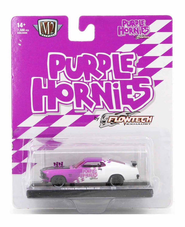 1970 Ford Mustang BOSS 302 Purple Hornies M2 Machines 1:64 Diecast Auto Drivers Release 102