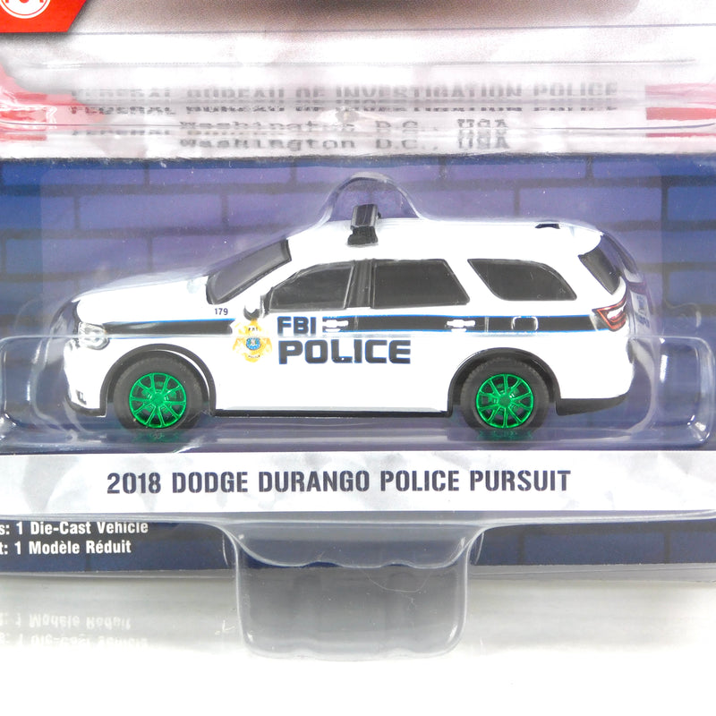 Green Machine Hot Pursuit Special Edition FBI Police 43025-E 2018 Dodge Durango Police 1:64 Diecast