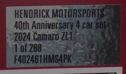 Hendrick Motorsports 40th Anniversary 4 Car Set 2024 1:64 Nascar Diecast Chassis