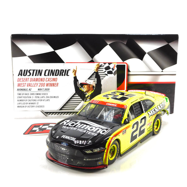 Austin Cindric 2020 Menards Phoenix Win 1:24 Nascar Diecast