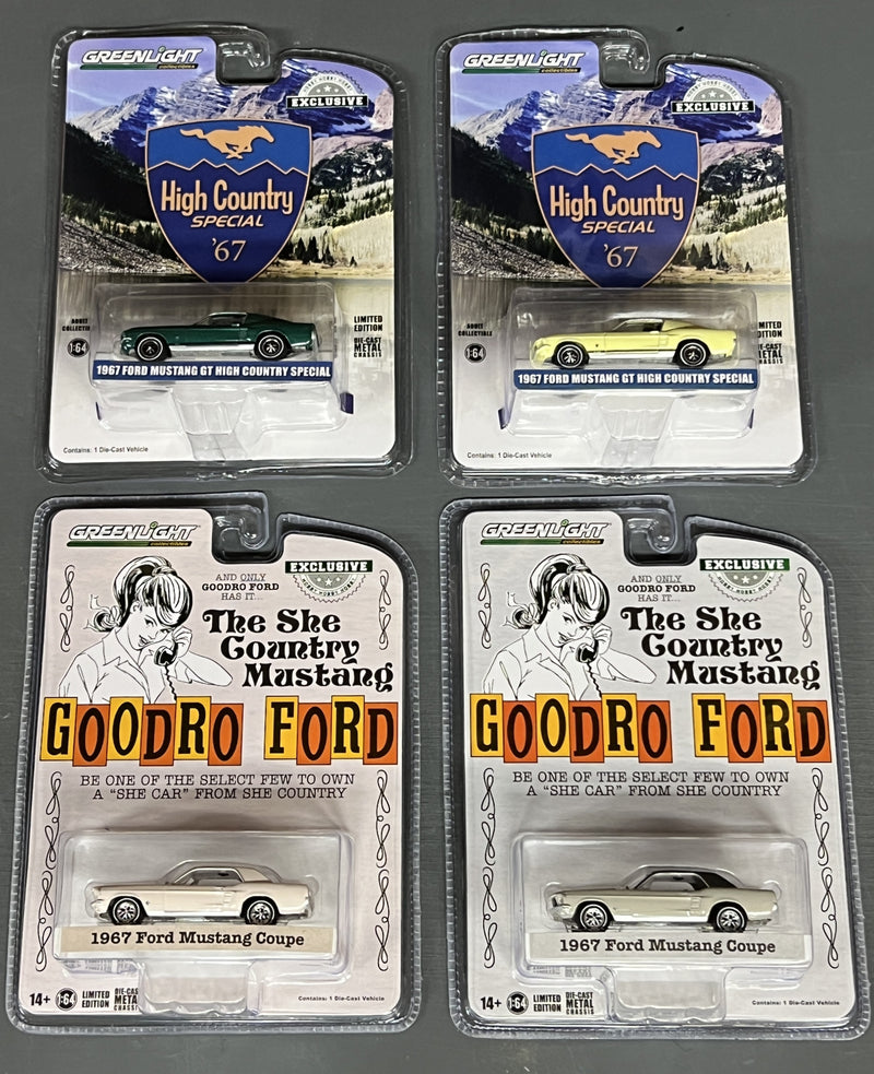 Greenlight 1967 Ford Mustang 4 Car Lot 1:64 Diecast