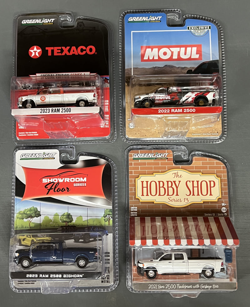 Greenlight Ram 2500 – 4 Truck Lot 1:64 Diecast Pickup Models