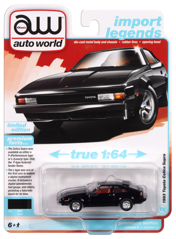 1983 Toyota Celica Supra Black Auto World Premium Series 2024 Release 2A 1:64 Scale