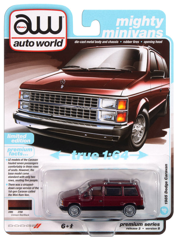 1985 Dodge Caravan Red Auto World Premium Series 2024 Release 2B 1:64 Scale