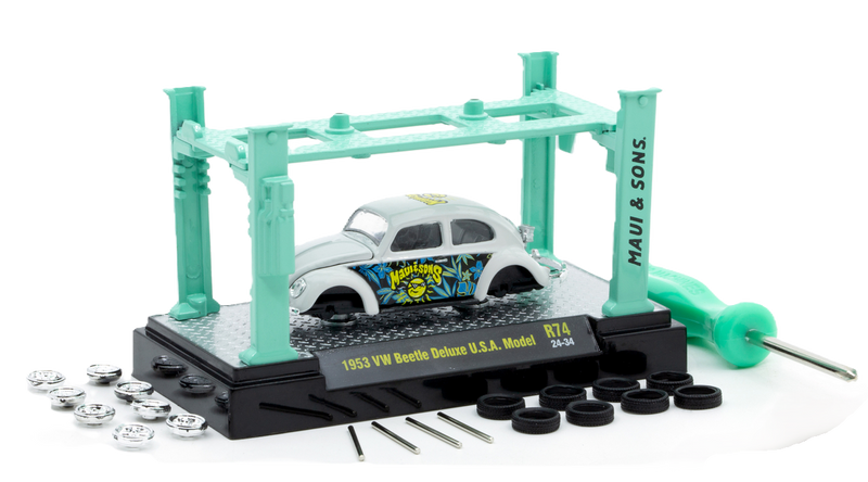 1953 Volkswagen Beetle Maui and Sons M2 Machines 1:64 Scale Model Kit Release 74