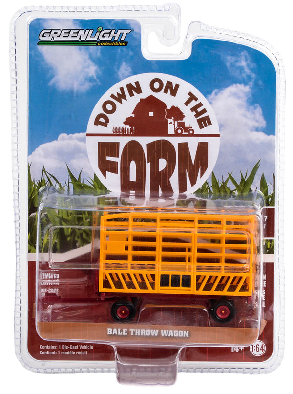 Down on the Farm 48070-F Bale Throw Wagon Yellow 1:64 Diecast