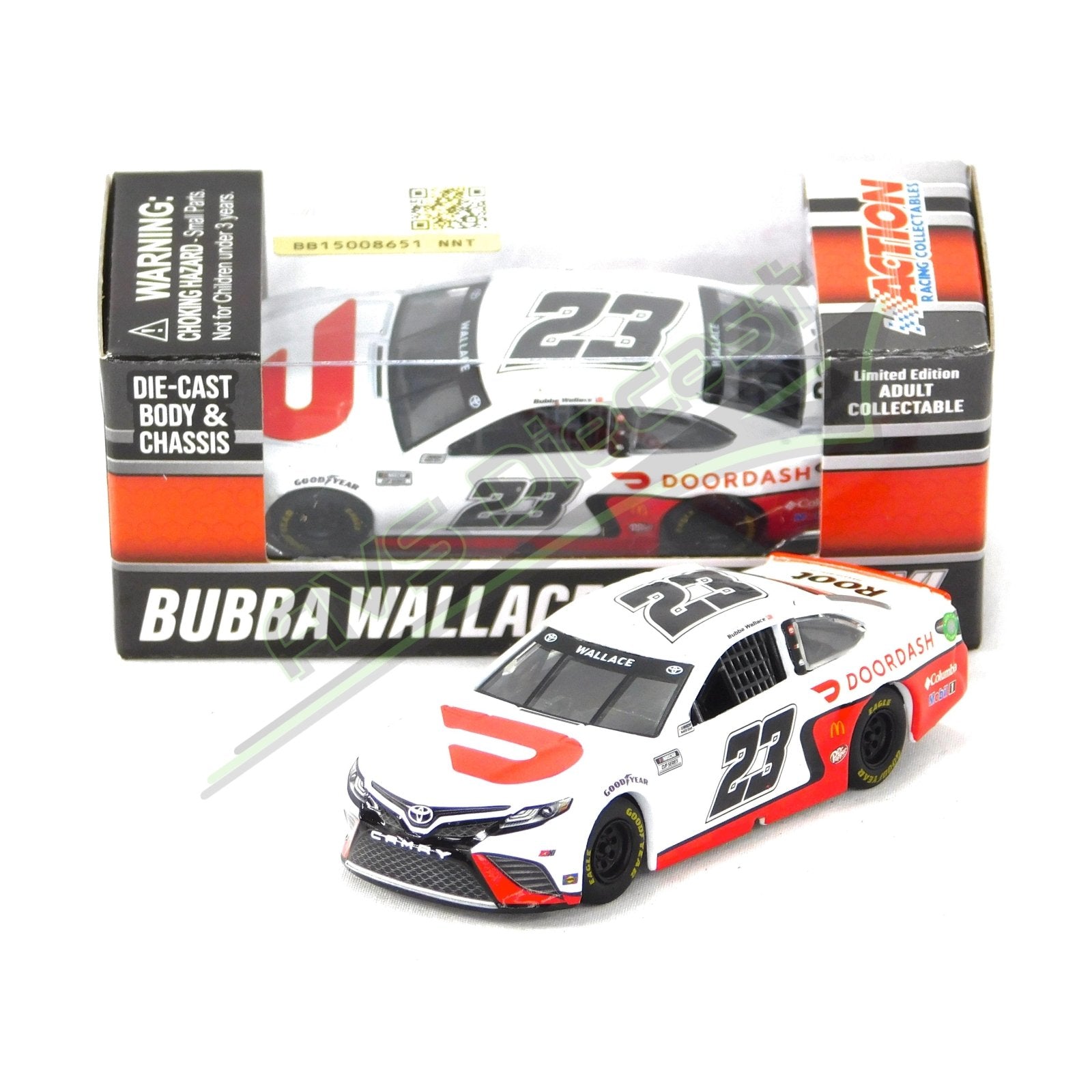 Bubba Wallace 2021 Door Dash White 1:64 Nascar Diecast Chassis Rubber