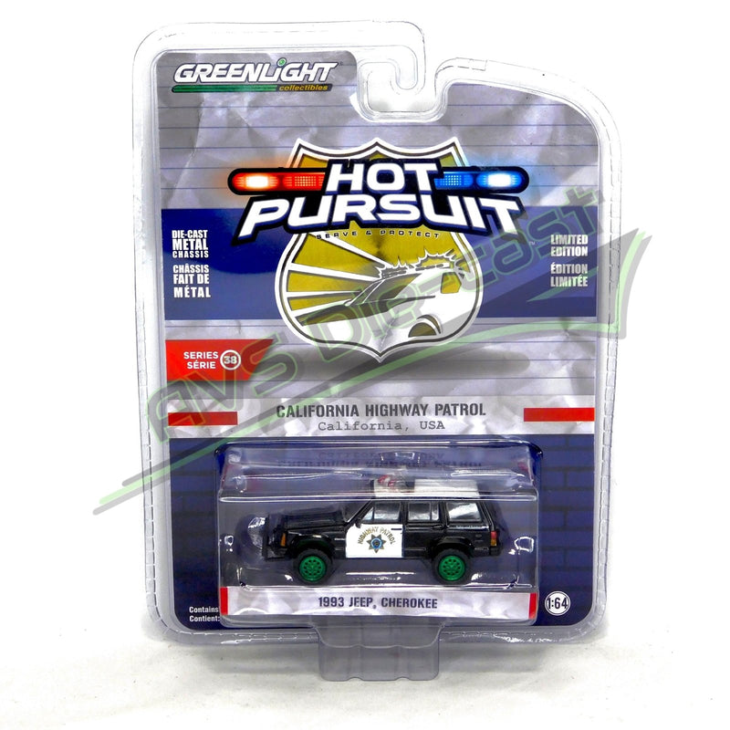 Green Machine Hot Pursuit 42960-B 1993 Jeep Cherokee - Greenlight - AVS Diecast