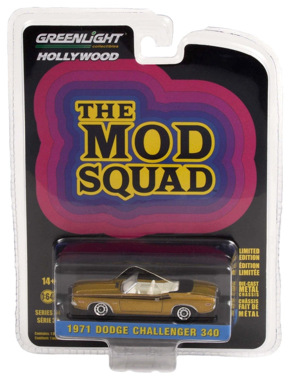 Hollywood 44940-A 1971 Dodge Challenger 340 Convertible The Mod Squad - Greenlight - AVS Diecast