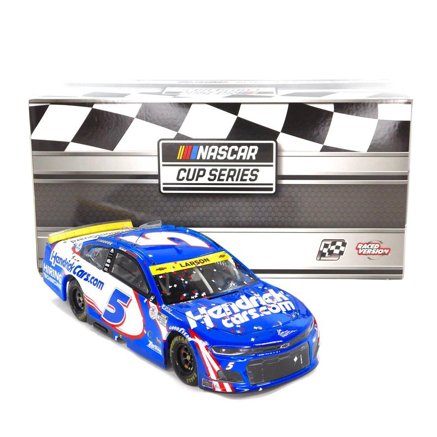 Kyle Larson Autographed w/ Yellow Paint Pen 2021 HendrickCars.com Texas  10/17 Cup Series Playoff Win 1:24 Nascar Diecast