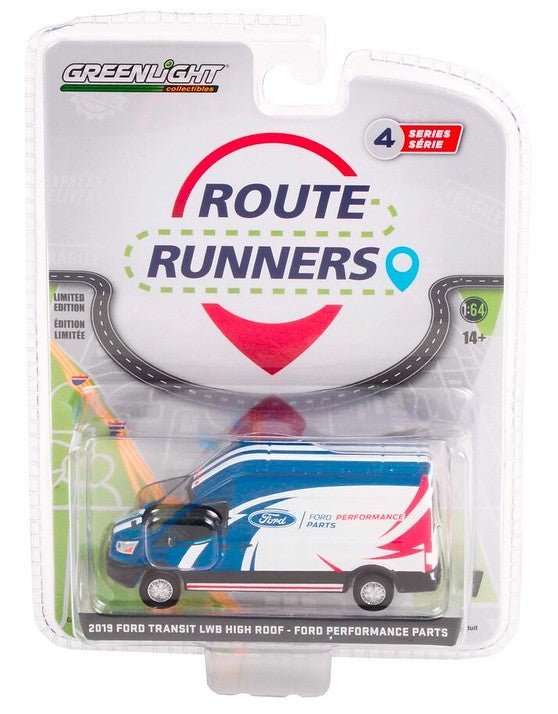 Route Runners 53040-D 2019 Ford Transit LWB High Roof - Greenlight - AVS Diecast