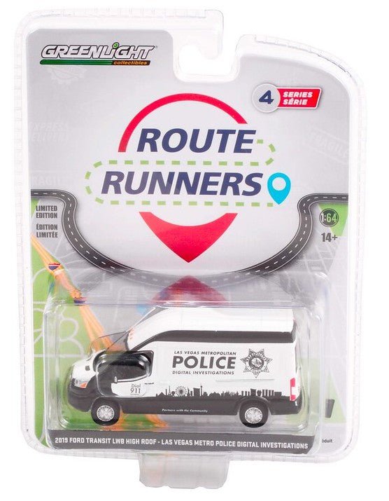Route Runners 53040-E 2019 Ford Transit LWB High Roof - Greenlight - AVS Diecast