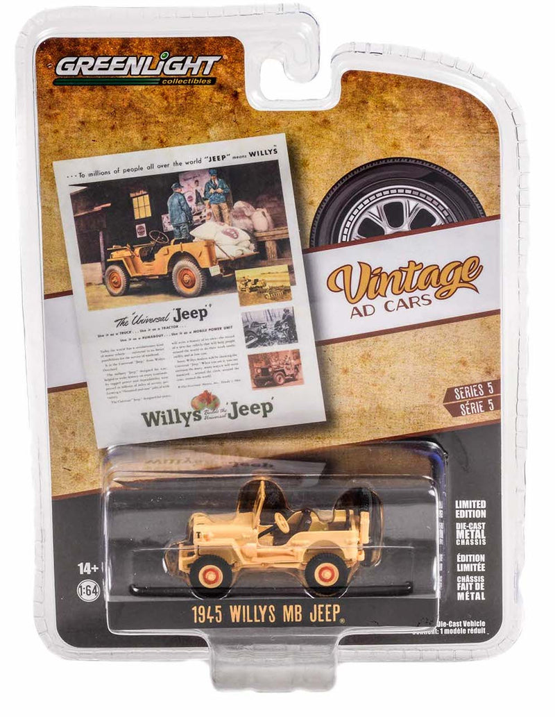 Vintage Ad Cars 39080-A 1945 Willys MB Jeep - Greenlight - AVS Diecast
