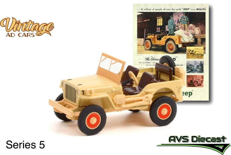 Vintage Ad Cars 39080-A 1945 Willys MB Jeep - Greenlight - AVS Diecast
